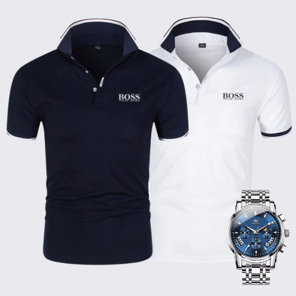 [Buy 2 Pay 1] 2-Pack Premiere Polo Shirts + Exclusive Watch
