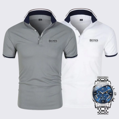 [Buy 2 Pay 1] 2-Pack Premiere Polo Shirts + Exclusive Watch