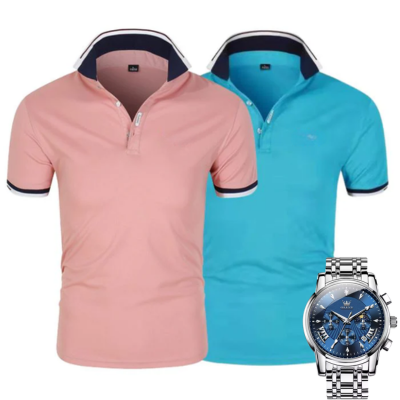 [Buy 2 Pay 1] 2-Pack Premiere Polo Shirts + Exclusive Watch